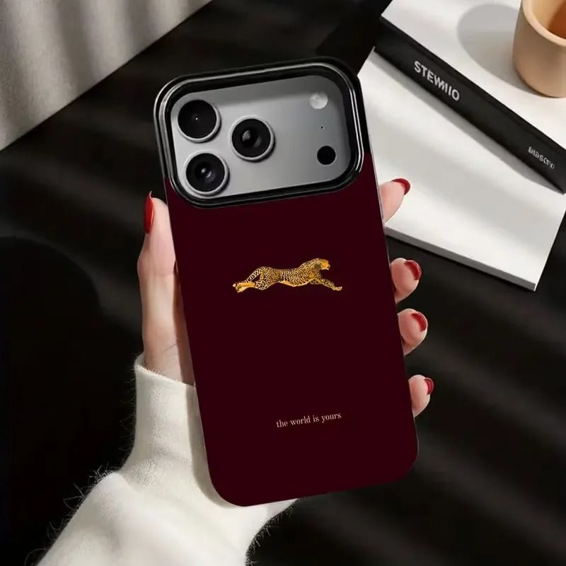 Leopard Print Burgundy Phone Case