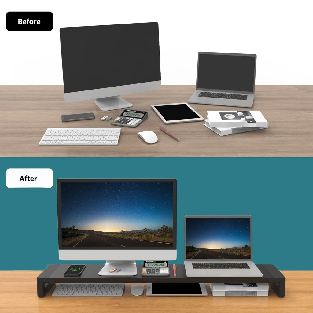 Extra-Wide Dual Monitor Stand Riser