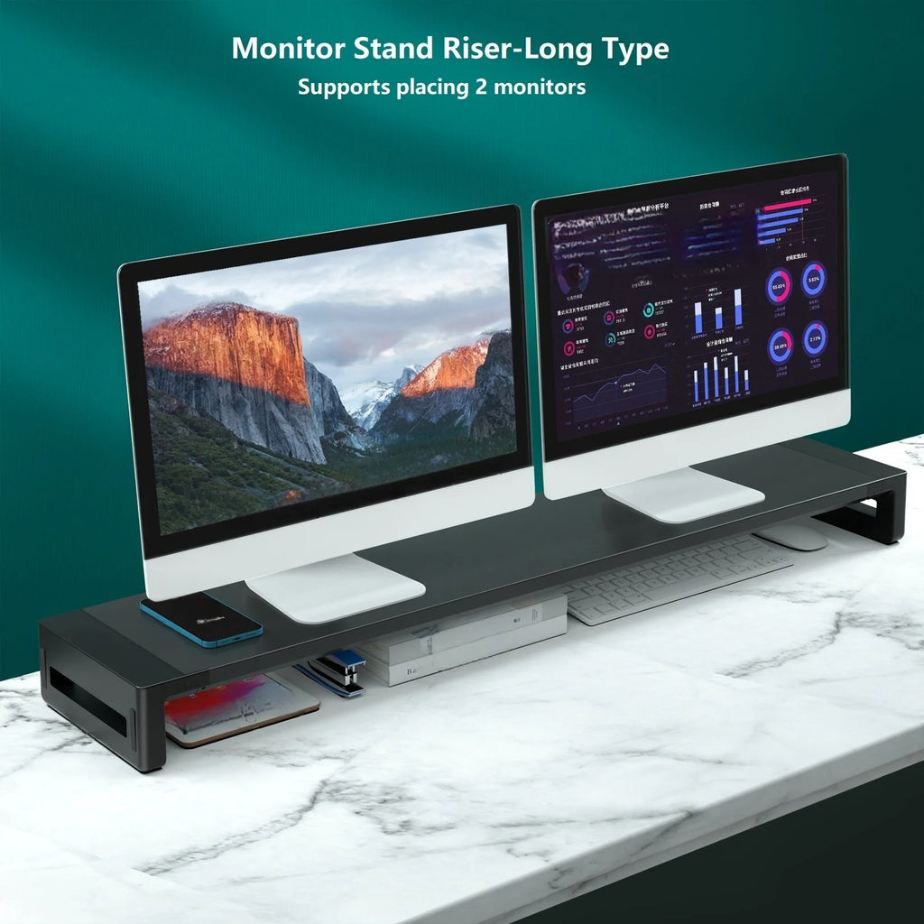 Extra-Wide Dual Monitor Stand Riser