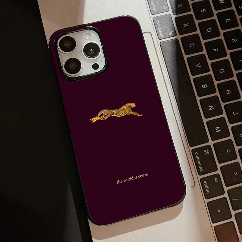 Leopard Print Burgundy Phone Case