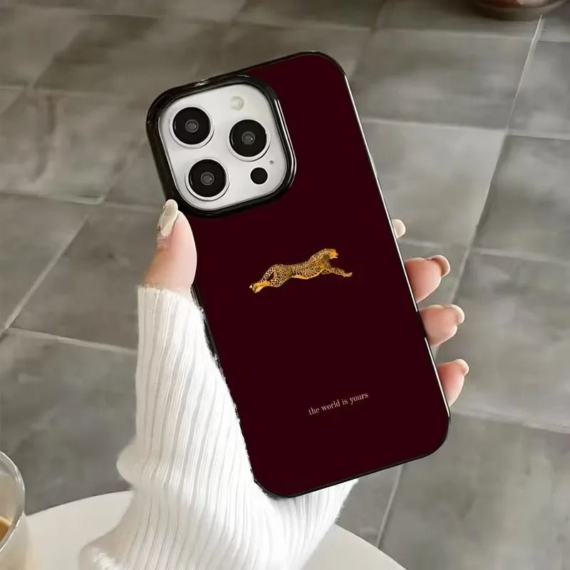 Leopard Print Burgundy Phone Case