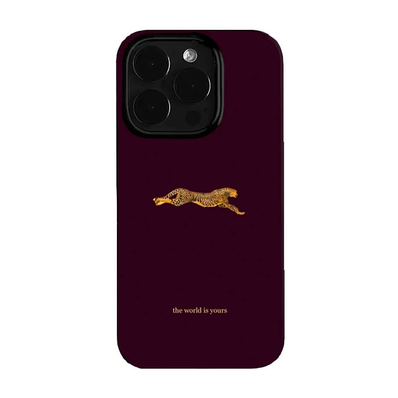 Leopard Print Burgundy Phone Case